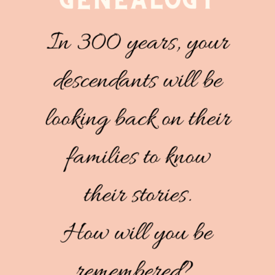 Genealogy Printable: In 300 years, your descendants will be looking back on their families to know their stories. How will you be remembered?